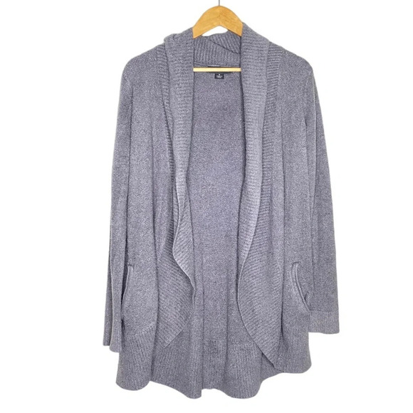 Barefoot Dreams Gray CozyChic Lite Knit Circle Cardi Cardigan Sweater Medium - Picture 2 of 12
